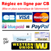 Les Modalités de paiement mis à votre disposition :