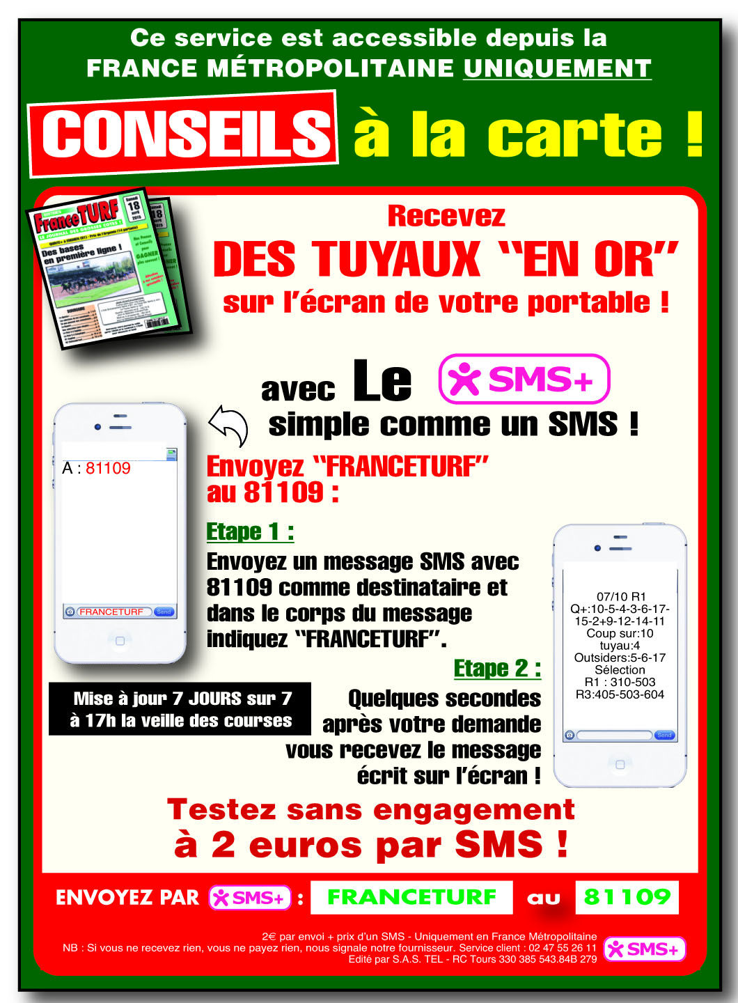 Abonnez vous aux SMS de France Turf